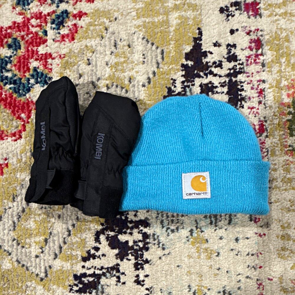 Carhartt Blue Knit Beanie Hat Solid Logo One Size Unisex Baby/Toddler